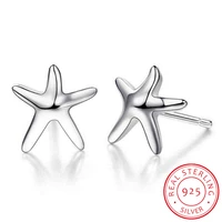 genuine 100 real pure 925 sterling silver starfish earrings fine jewelry free shipping yedt 0013