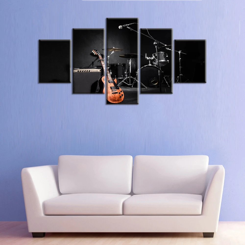 5 шт. холст картина музыка Гитары HD печати плакатов Wall Art Для Гостиная|wall art|canvas