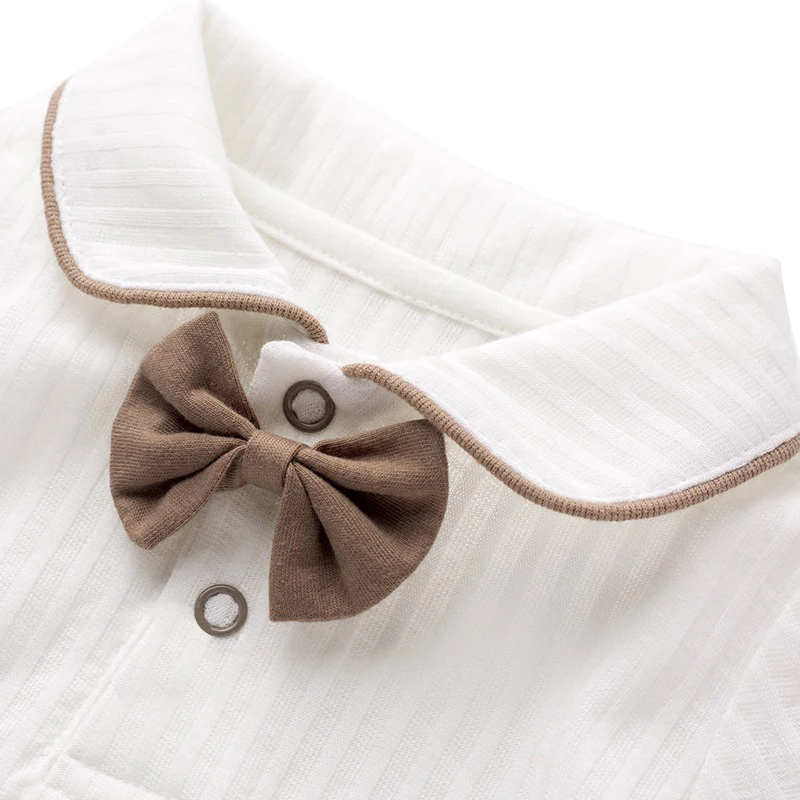 

Infant Baby Gentleman Design Short Sleeve Rompers Kids Boys With Bowknot Jumpsuit for Newborn