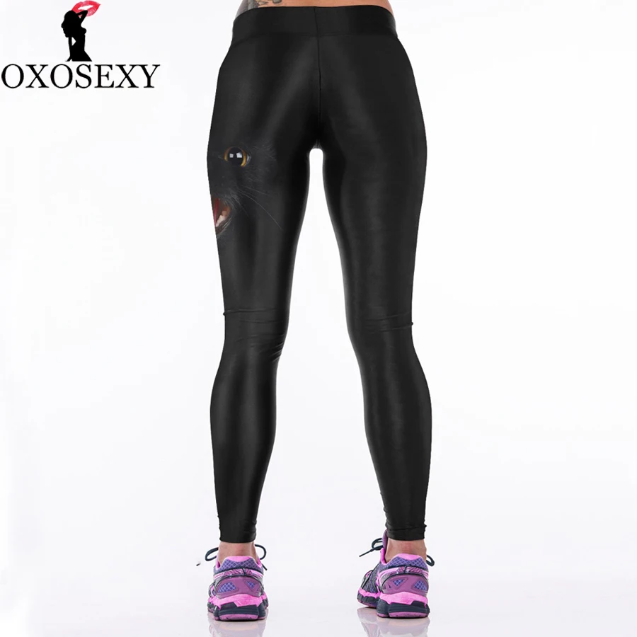 Быстросохнущие леггинсы из лайкры с принтом животных спортивные Леггинсы черные