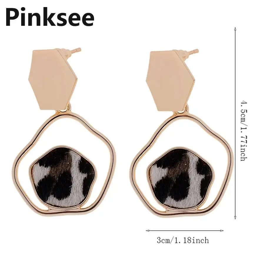 New 2019 Vintage Leopard Earrings Jewelry Gold Alloy Irregular graphic Sequin Statement for Women Bijoux | Украшения и аксессуары
