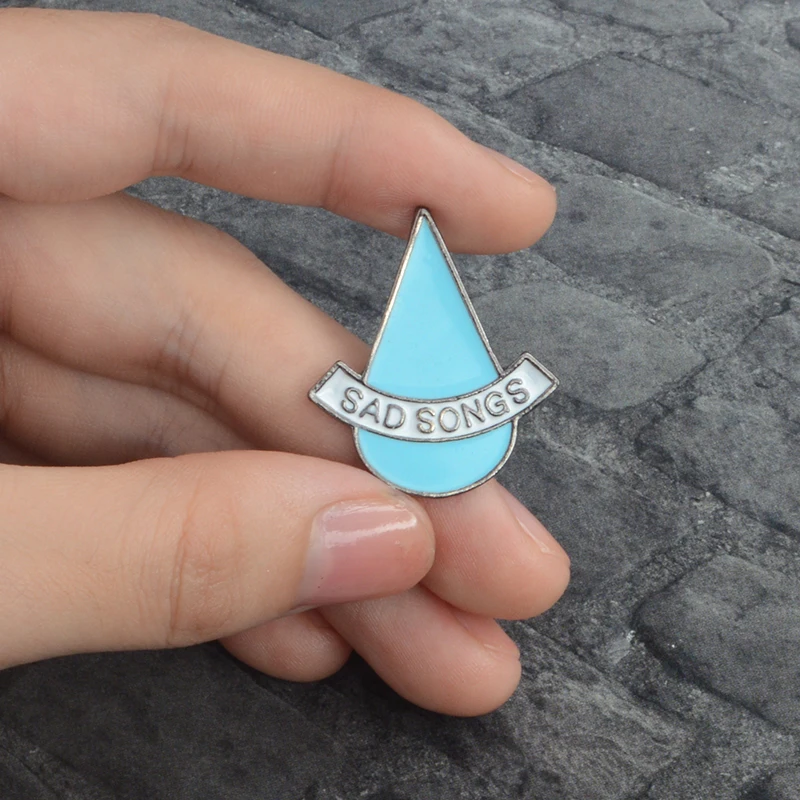 Брошь в виде грустных песен синяя капля воды печальные слезы простая