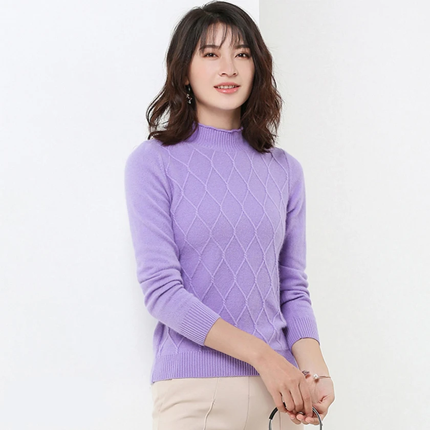 

Diamond knitting Cashmere Soft Turtleneck Sweaters and Pullovers for Women Warm Autumn Winter Fluffy Jumper Female Brand Jumper