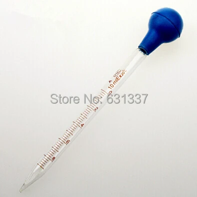 

Free shipping 5ml Glass Graduated Dropper Pipette Transfer Pipette Size 10x195mm Vol. 5ml With Red Or Blue Bulb pack of 5 pcs