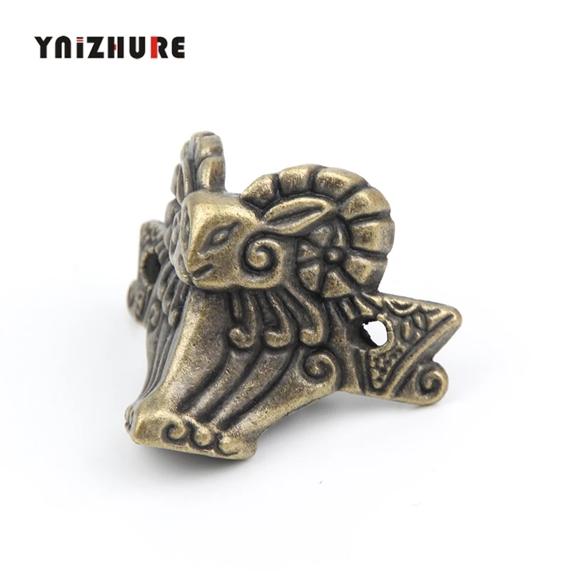 10pcs 43x34mm Zinc alloy horn Sheep head corner Imitation Feet Decorated Wooden Boxes Fixed Support Legs Corner Decorative Metal |