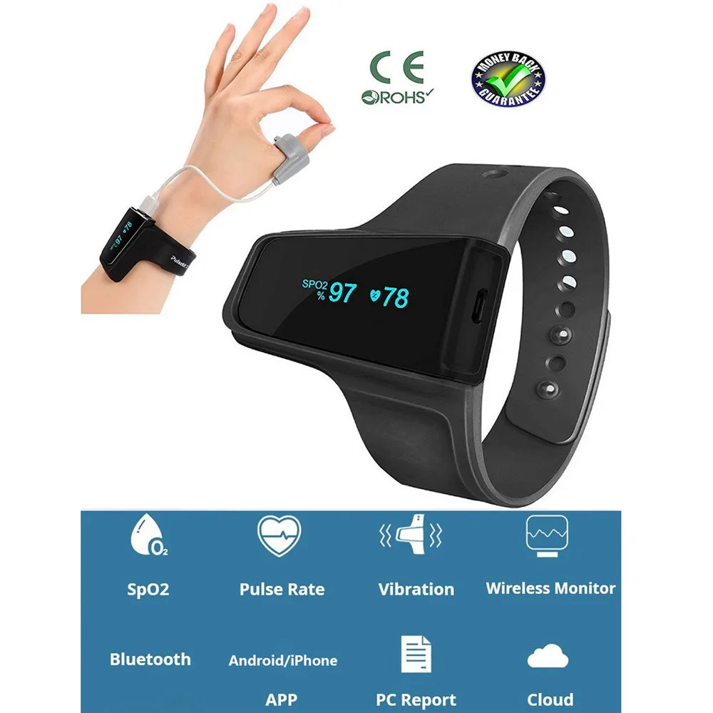 

Anti Snoring Sleep Apnea Heart Rate Watch Monitor SpO2 Pulse Oximeter Sleep Oxygen Wireless Bluetooth Alarm for CPAP Machine