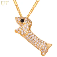 u7 cubic zirconia sausage dog pendant necklace for menwomen animal jewelry gift p1091