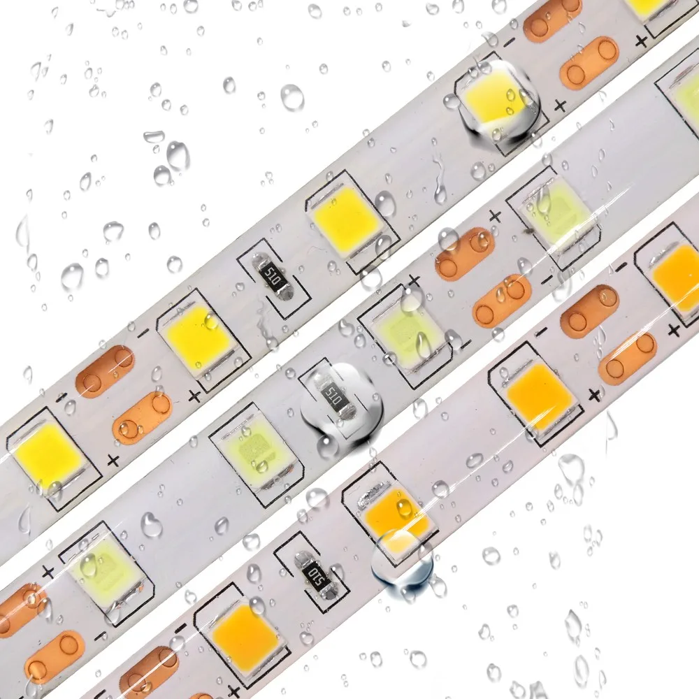 5 м/лот DC12V SMD 2835 5050 лента света 60leds/M Водонепроницаемый белый/теплый белый супер яркий 5054 гибкие светодиодные полосы