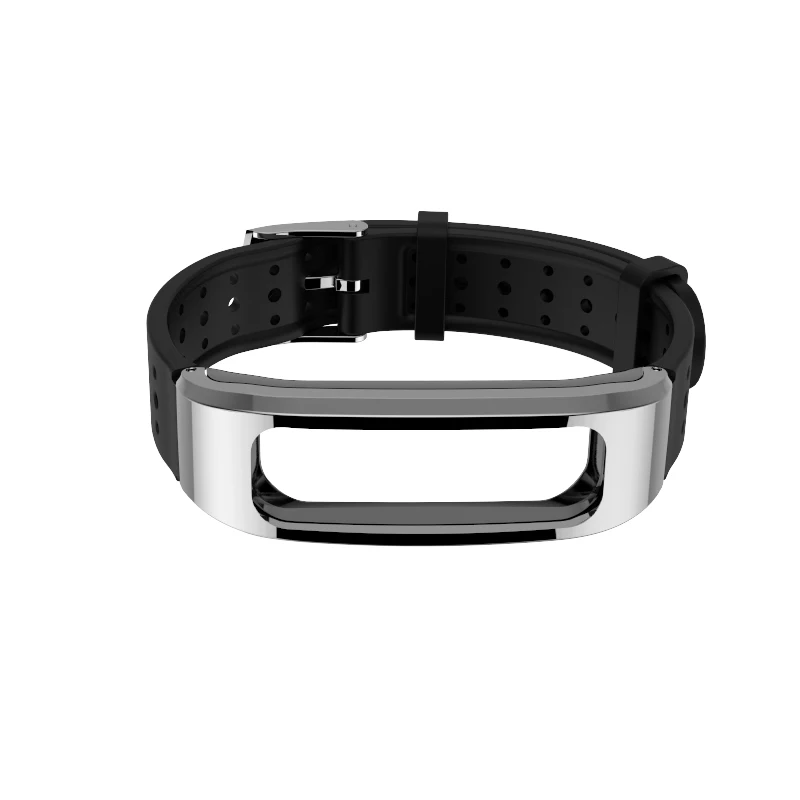 Black Silver Mijobs силиконовый ремешок для huawei Honor Band 4 Runnning Версия смарт-Браслет спортивный браслет Honor Band 4 ремешок для бега - Цвет: Black Silver