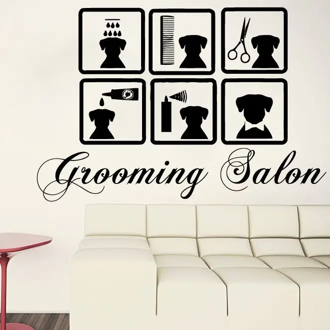 

Dog Care Wall Decal Grooming Salon Wall Stickers Pet Shop Home Decor Vinyl Pet Shop Salon Wallpaper Removable Pets Sticker AY965