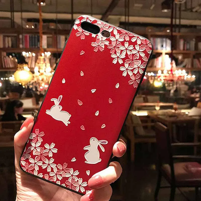 JIBAN For Honor 8x Cover Cartoon Rabbit Red Silicon Case Mate 20pro 20x 9 Huawei P10 Nova4 Nova3e 10 Magic2 |