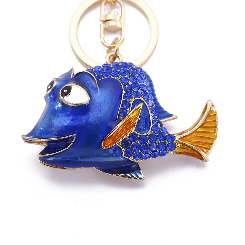 Энди Битти Изысканный Эмаль Кристалл Рыба Брелоки ювелирные держатель Золотая
