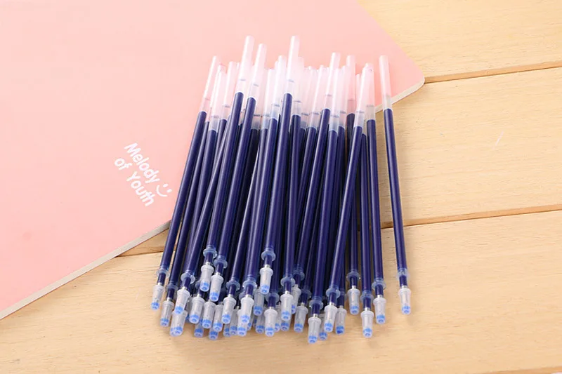 50pcs blue Delvitch, 0,5 мм, 50 шт./лот, гелевая ручка, заправка, подпись в офисе, стержни для ручной работы, красные, синие, черные гелевые чернила, заправка, офисные школьные принадлежности - Цвет: 50pcs blue