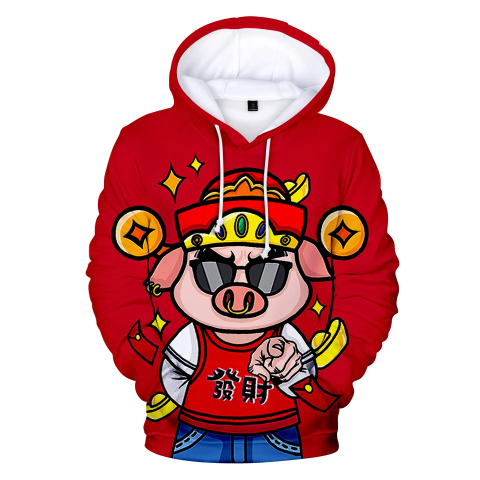 

2019 Lucky The birth Year 3D Pig Cute Festive Print Hoodies Male Female Funny Sweatshirts Couples Personality Trendy Streetwear