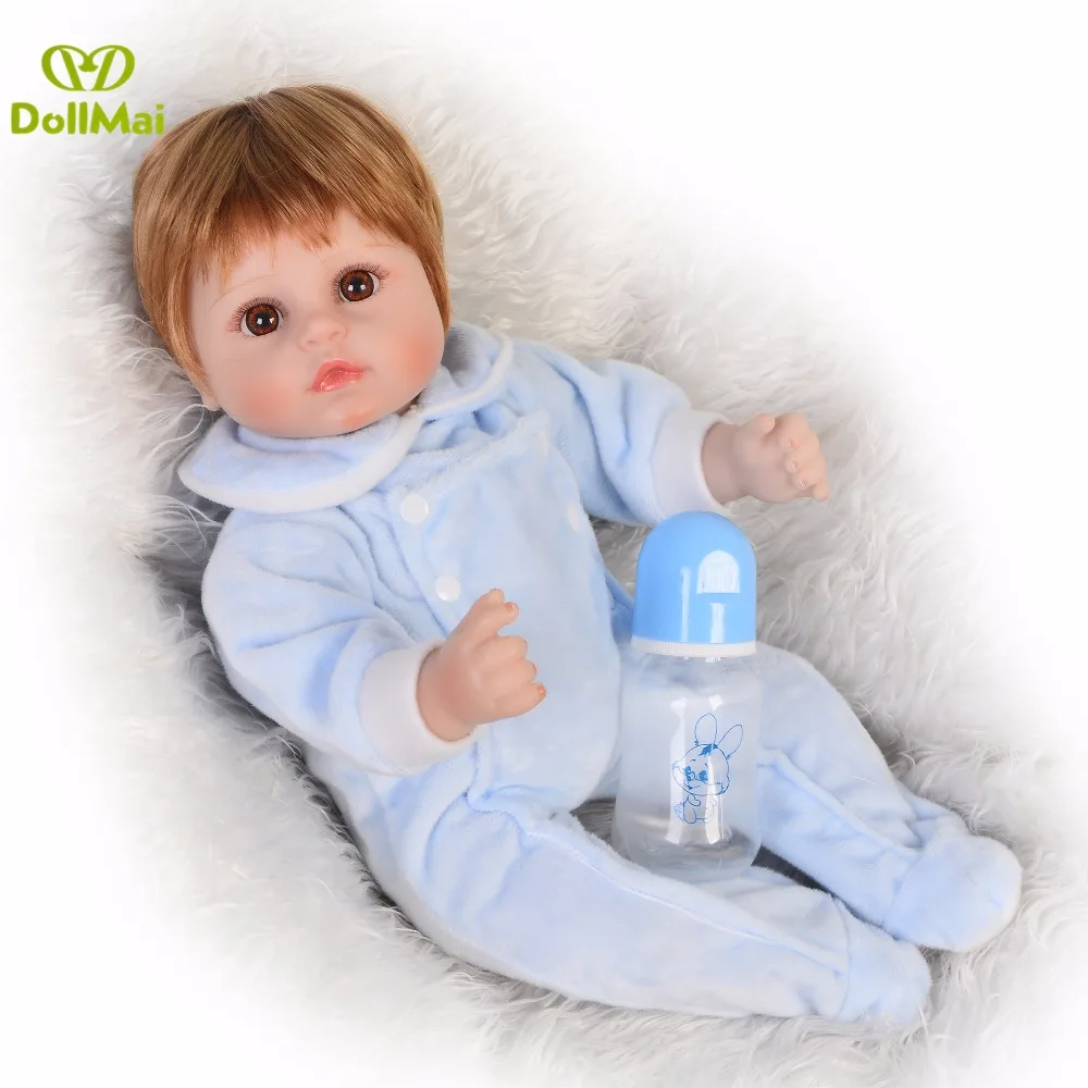 Силиконовые карие глаза Reborn Baby 42 см голубая улыбка для девочек и мальчиков