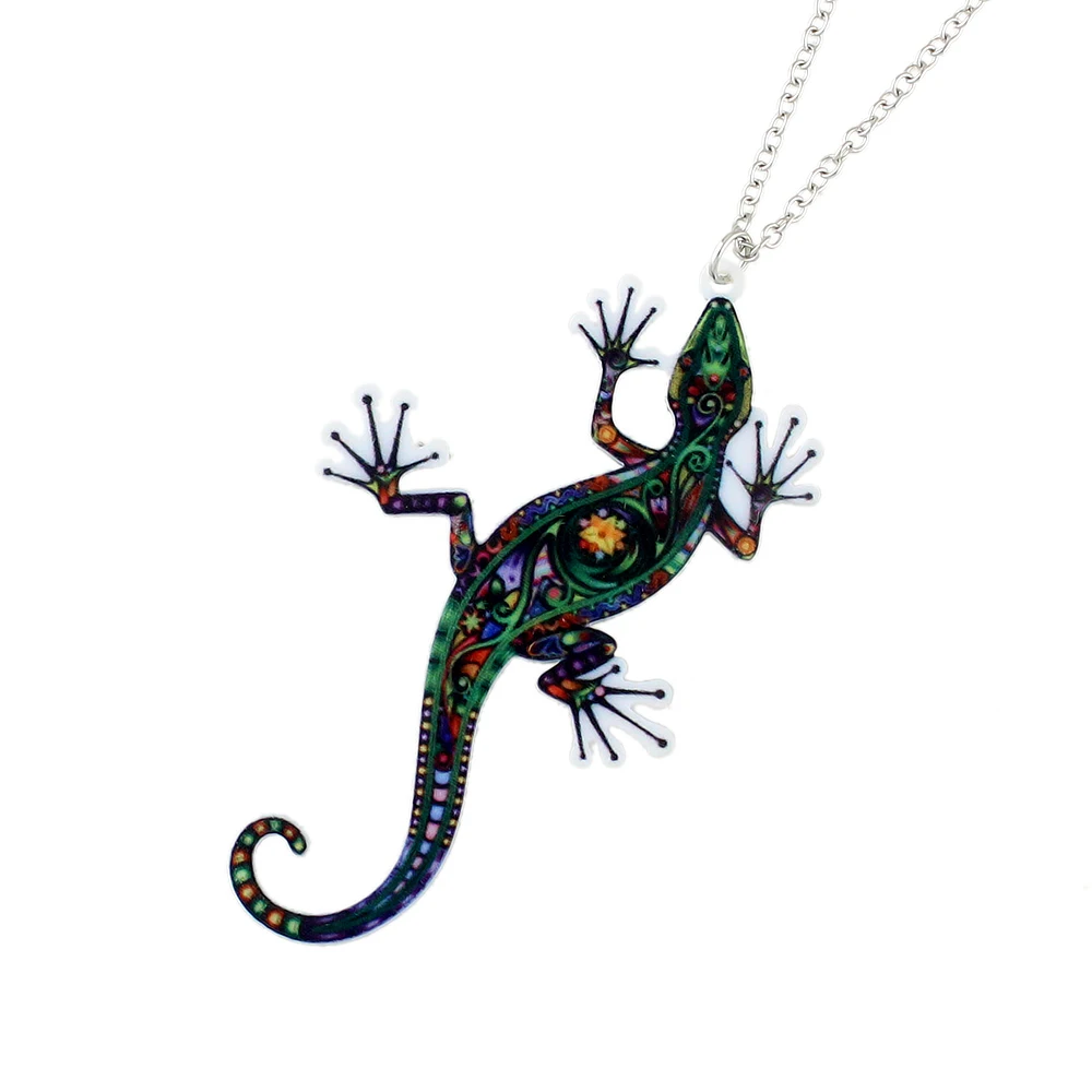 Joywish панк рок Стиль серебряные украшения Цвет длинная цепь с ful Gecko Форма кулон