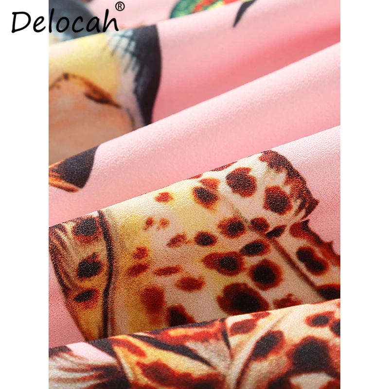 

Delocah New Women Summer Dresses Runway Fashion Short Sleeve Floral Print Collect Waist Elegant Vintage Vacation Midi Dresses