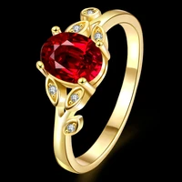 gorgeous red oval cut yellow gold filled womens ring size 8