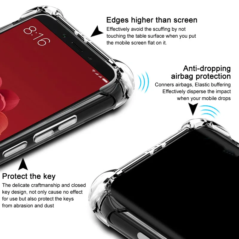 Мягкие TPU с предохранительными подушками противоударный чехол Сяо mi 8 SE Explorer 5X A1 6X
