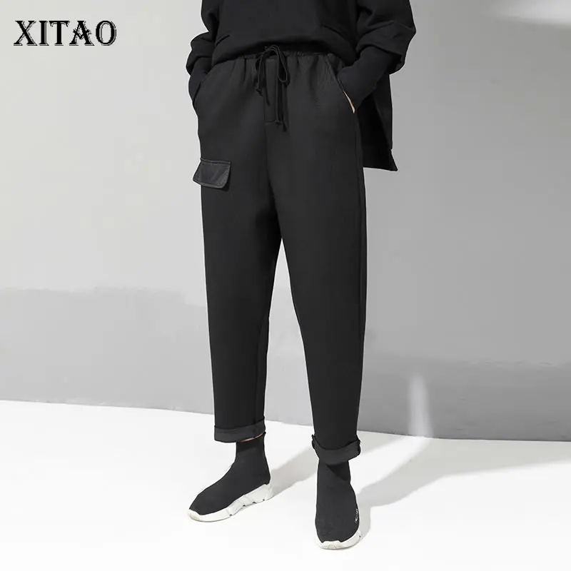 [XITAO] корейская мода, новинка, женские весенне-летние однотонные шаровары, женские бандажные штаны с карманами, длинные штаны DLL1551