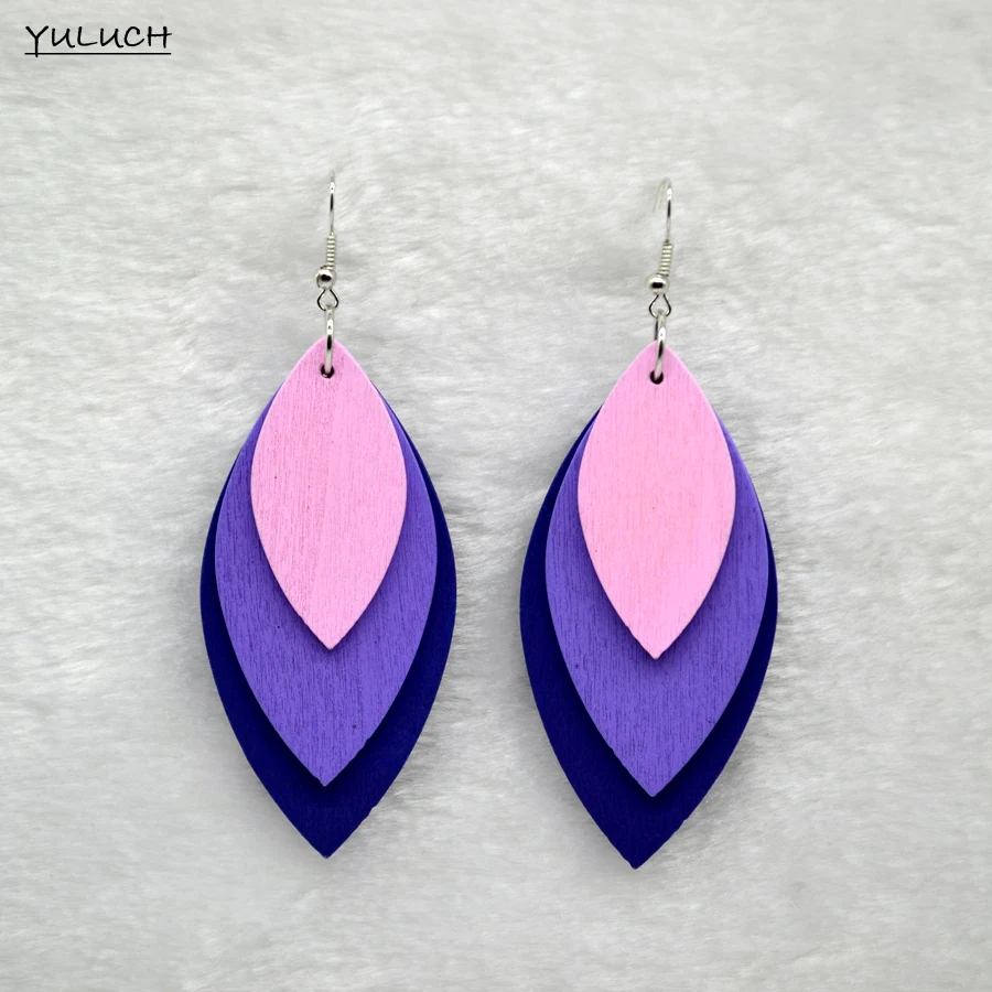 Очаровательные Деревянные серьги-листья аксессуары для сережек три цвета
