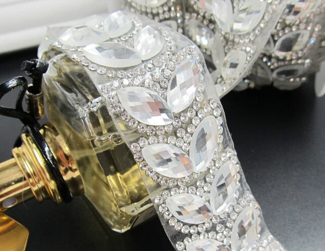 1 ярд прозрачные стразы аппликация отделка одежды/обувь/сумки костюм Свадебные