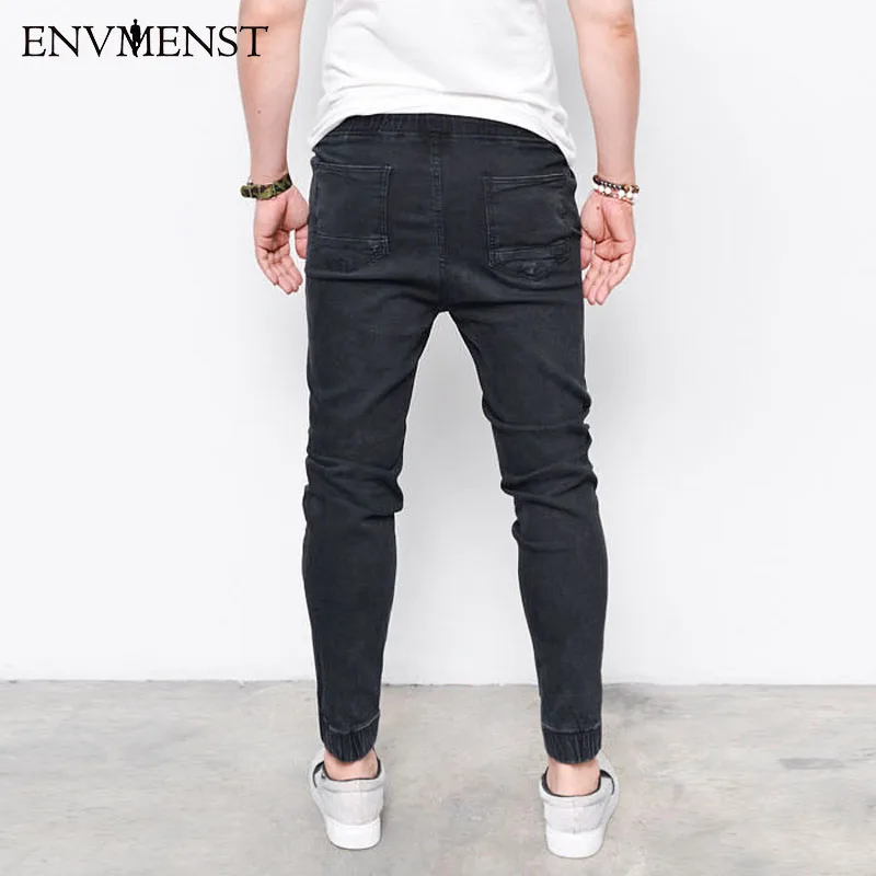 2023 Envmenst Fashion Men's Harem Jeans  Men Washed Feet Shinny Denim Pants Hip Hop Sportswear Elastic Waist Joggers Pants