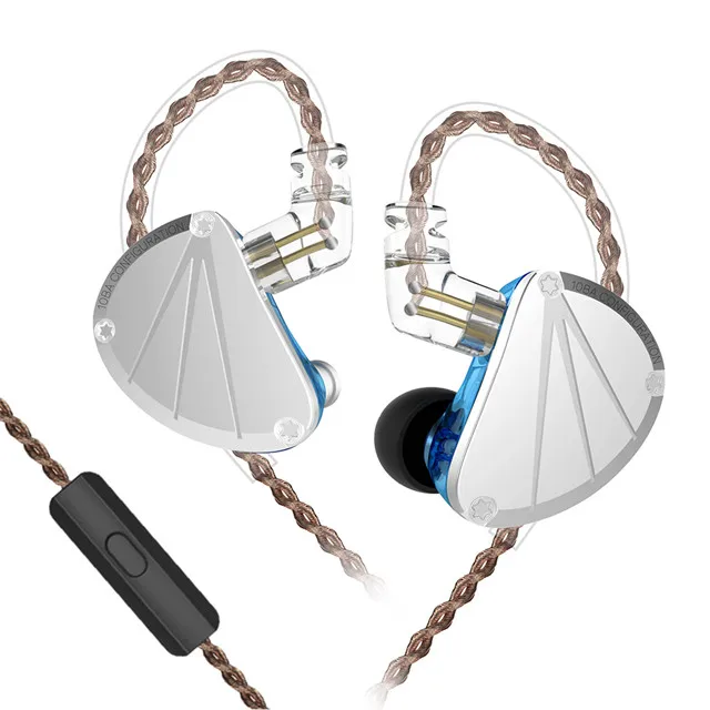 blue with mic KBEAR KB10 наушники 5 сбалансированных арматурных драйвер в ухо наушники HIFI монитор с басом наушники 2PIN кабель KZ AS10 AS16 ZS10 - Цвет: blue with mic