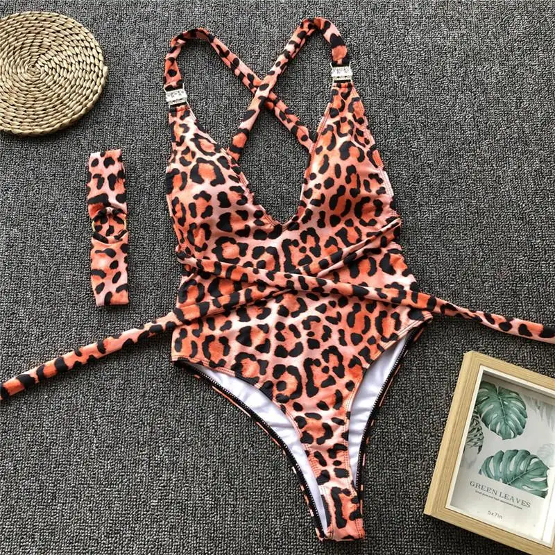 Misswim Цельный купальник с глубоким вырезом женский леопардовый боди для ребенка