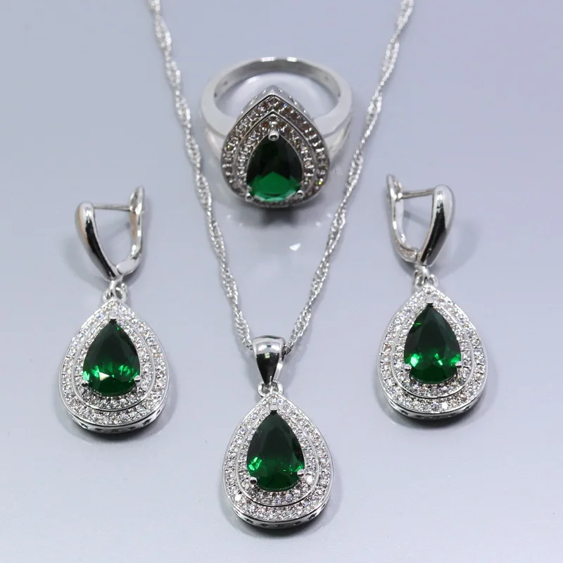 Комплект из колье серёг и кольца с цирконом|jewelry set 925|zircon jewelry setjewelry sets |