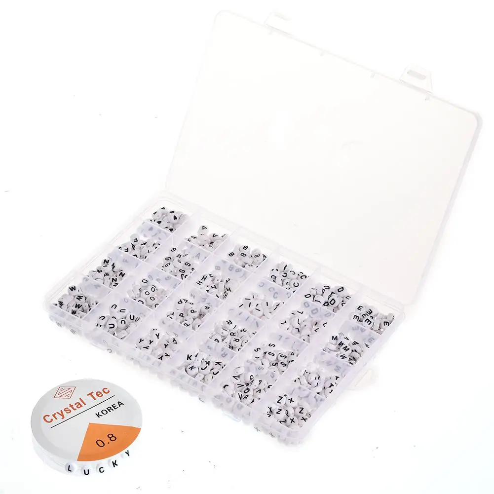 1200PCS DIY Letter Beads Round Beads A-Z Heart Alphabet Letter Beads for Bracelets Making Necklaces Key Chains Kids Jewelry#4W