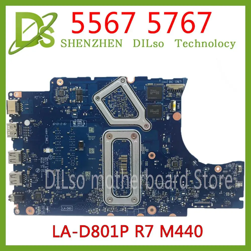 Günstig KEFU CN-0KFWK9 Motherboard FÜR Dell Inspiron 5567 5767 Laptop Motherboard BAL20 LA-D801P I5-7200U R7 M440 Getestet 100% Arbeit