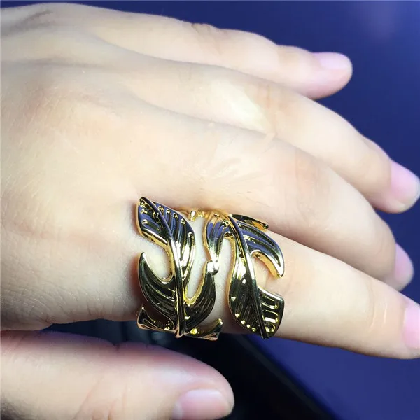 Женское кольцо на указательный палец с перьями 2 года гарантии|ring gold|gold colorgold gold |