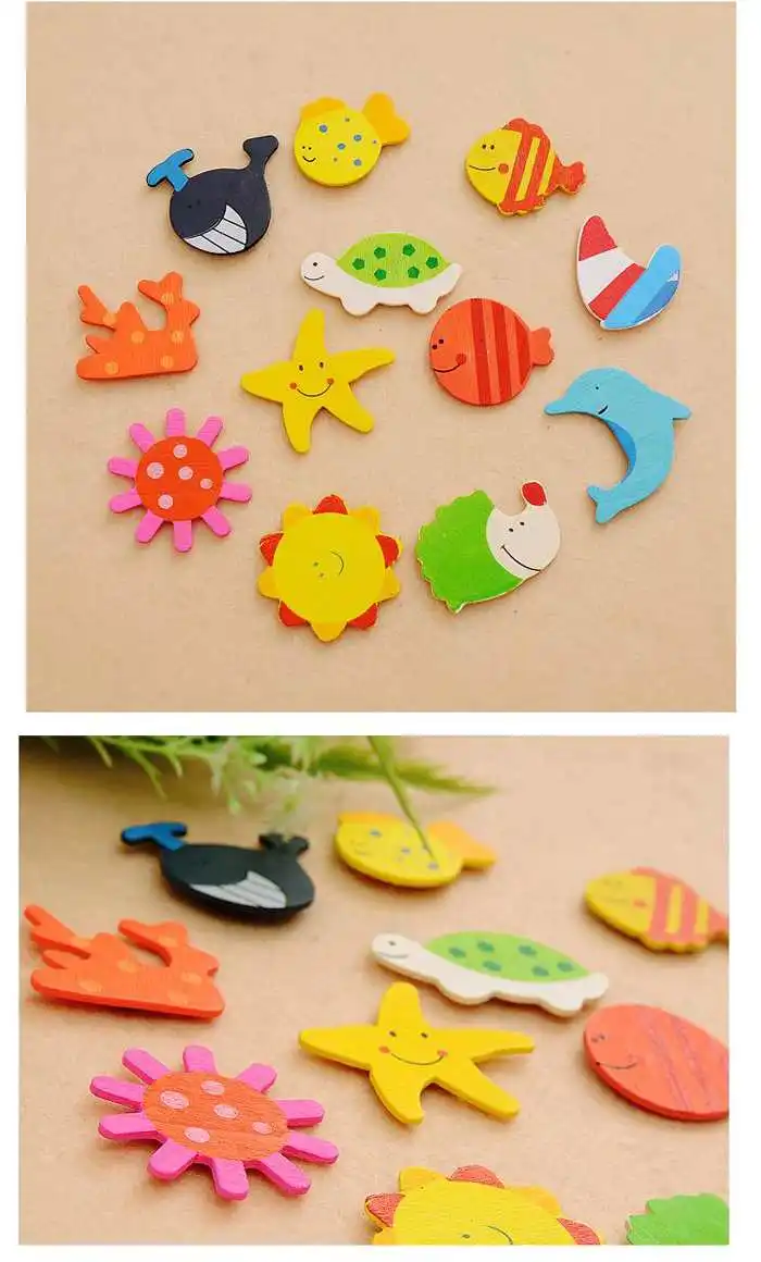 Деревянные магниты на холодильник детские деревянные с мультяшным животным