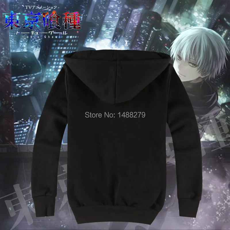 Аниме Токио вампиры Кен канеки унисекс хлопок флис черная толстовка с капюшоном
