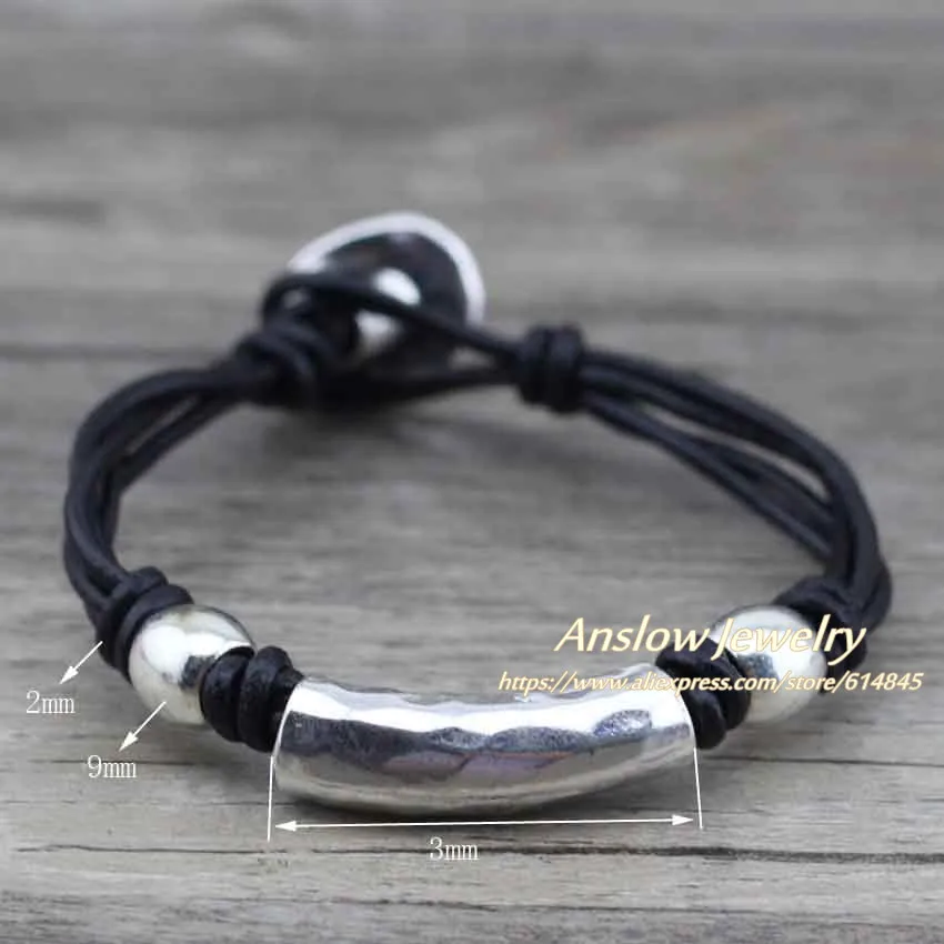 Винтажный Браслет Anslow из натуральной кожи для мужчин и женщин Лидер продаж