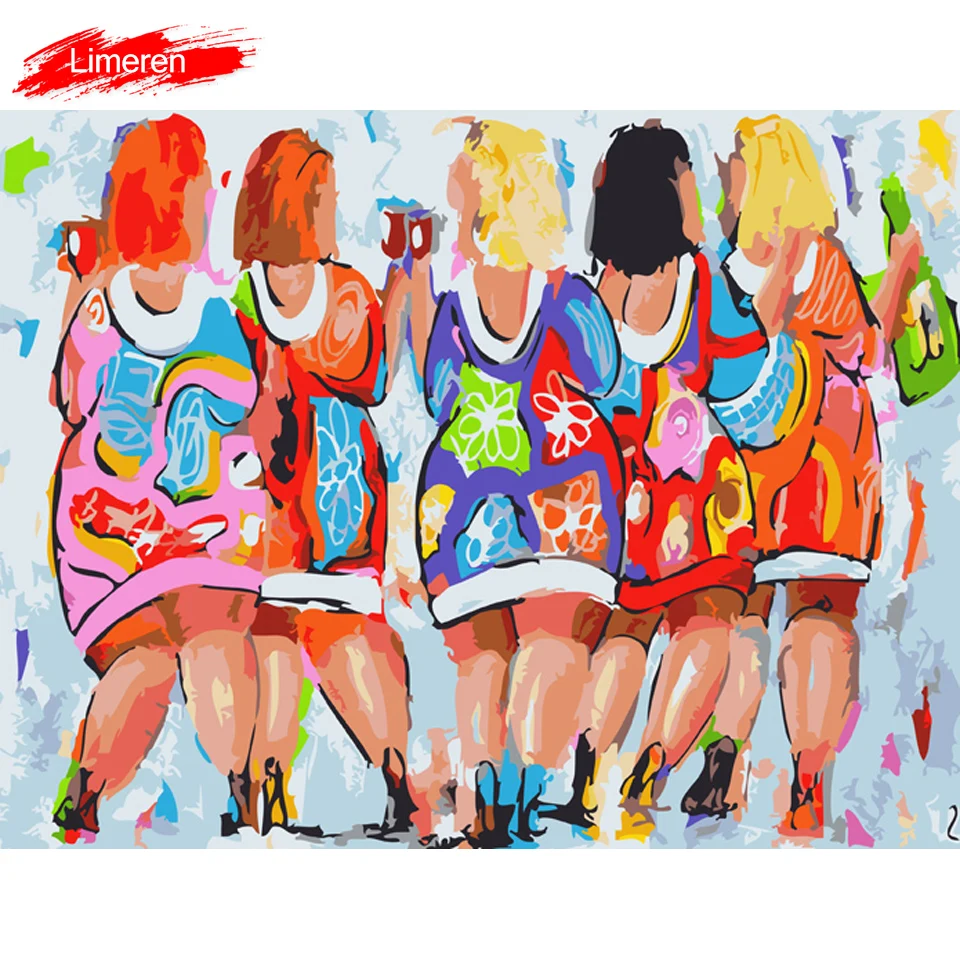 Vrolijk Schilderij Wall Art Холст Картина маслом по номерам Мода дамы Женщины Рисунок картины Домашний Декор без рамки