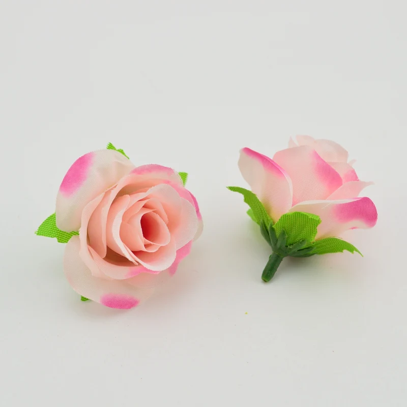 light pink Шелковые Розы 10 шт. 4 см искусственные головки цветов для дома Рождество год свадебные украшения, аксессуары искусственный цветок - Цвет: light pink