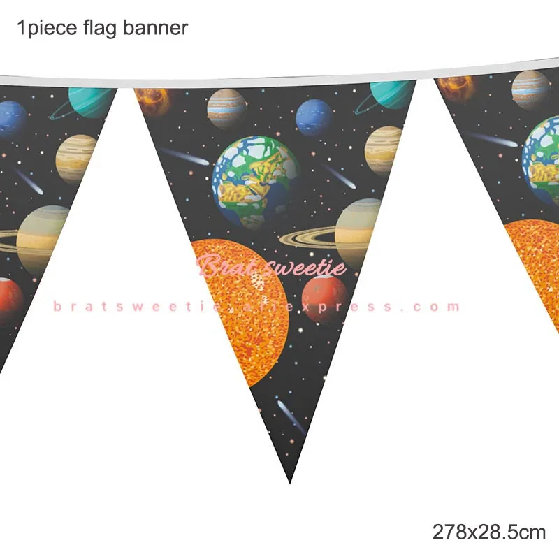 Space flag banner Солнечная система космический тематический день рождения декоративная бумага для вечеринок тарелка салфетка для чашек баннер Вихрь для детей планета тематические Вечерние - Цвет: Space flag banner
