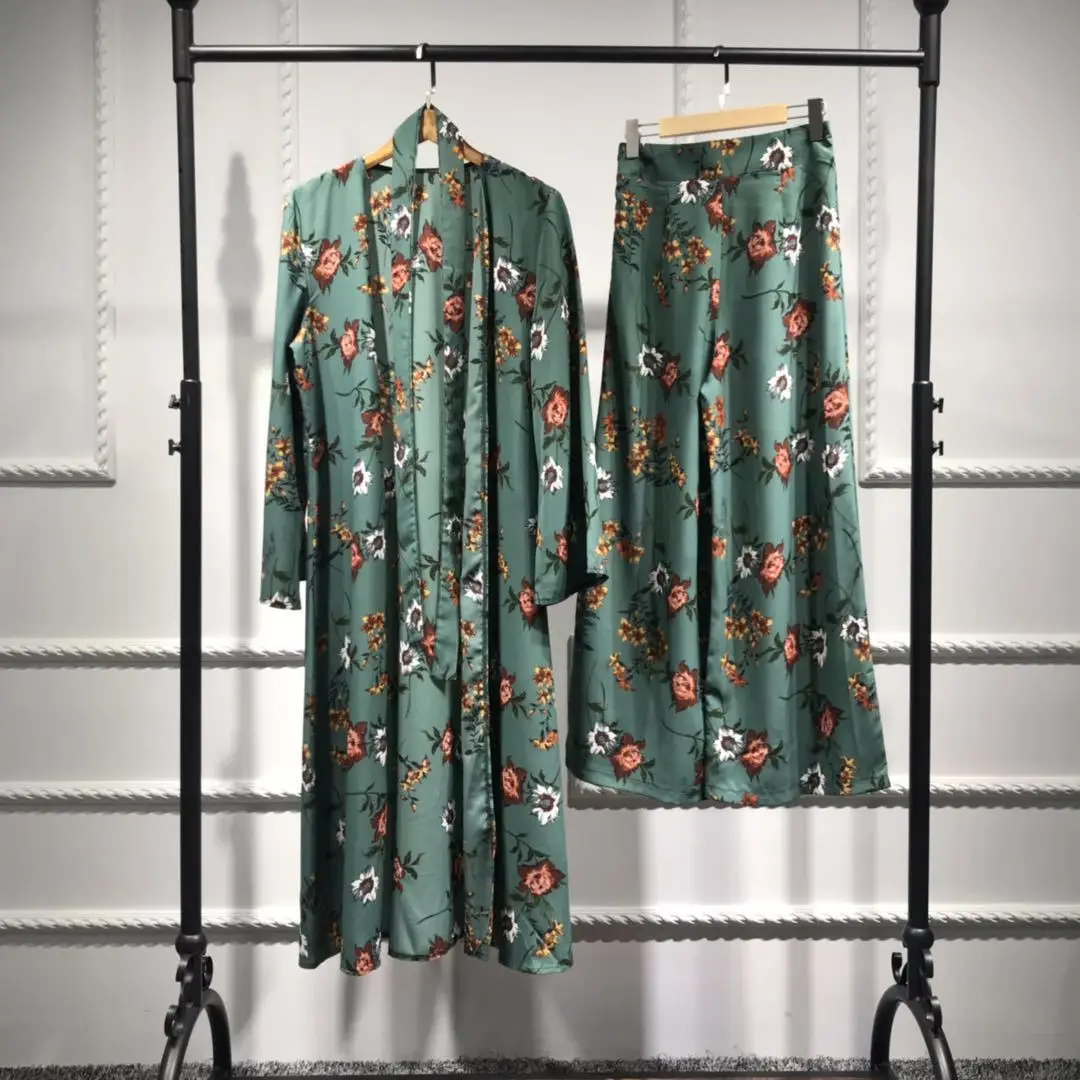 Abaya комплект кимоно кафтан халат Дубай мусульманский хиджаб платье Caftan ужасный