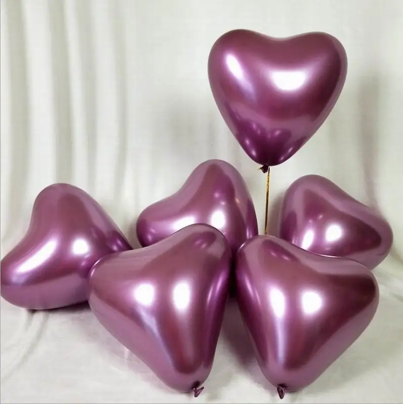 heart purple 10 шт шары из латекса цвета металлик Длинная Форма Металл Хром волшебное завязывание скручивание шар балон Свадебные предметы для украшения дня рождения - Цвет: heart purple