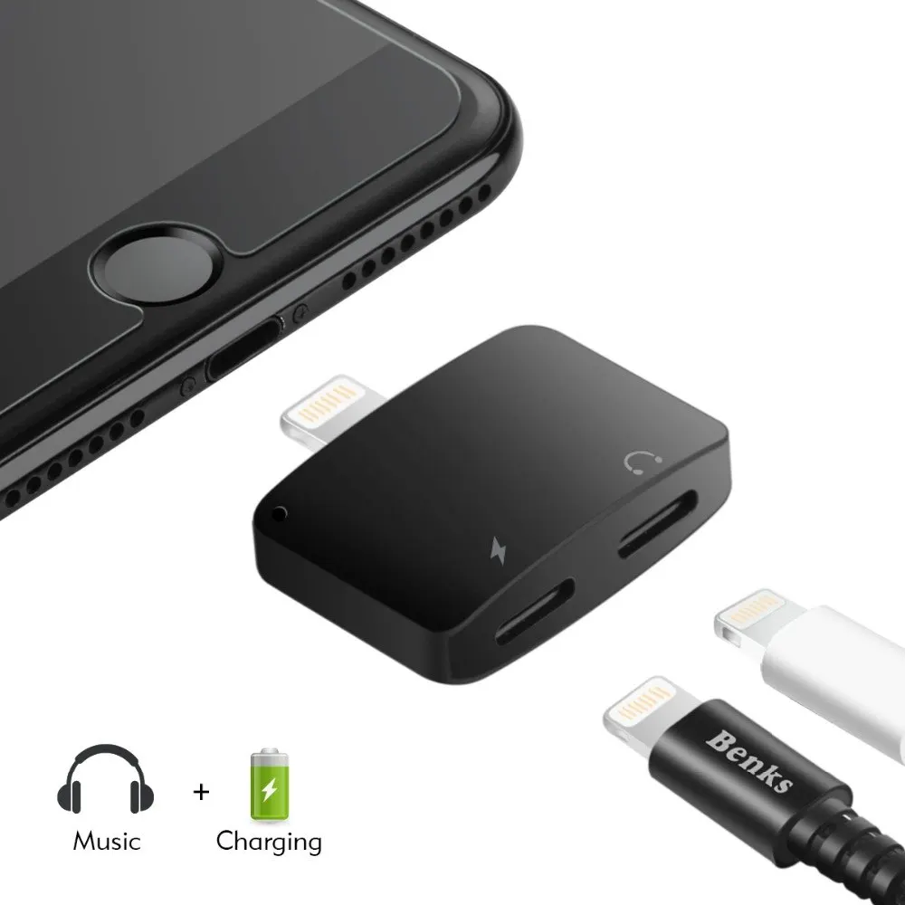 Benks зарядный аудио адаптер для iPhone X 7 8 Plus переходник наушников преобразователь iOS