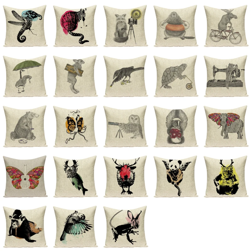 Cartoon Pug Pillow Cover Splicing Animal Car Seat 2018 New Cushion Decorative Covers Custom Throw Pillows | Дом и сад