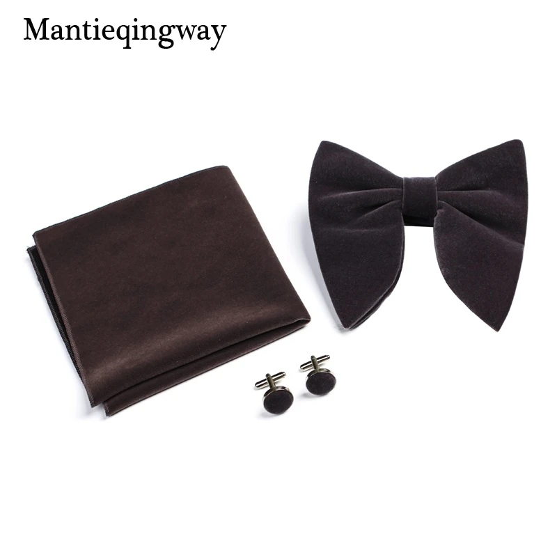 Mantieqingway большие галстуки для мужчин с бантом из плотного бархата Галстуки для свадьба брак сплошной Цвет Bowknots из платье с поясом галстук-бабочка