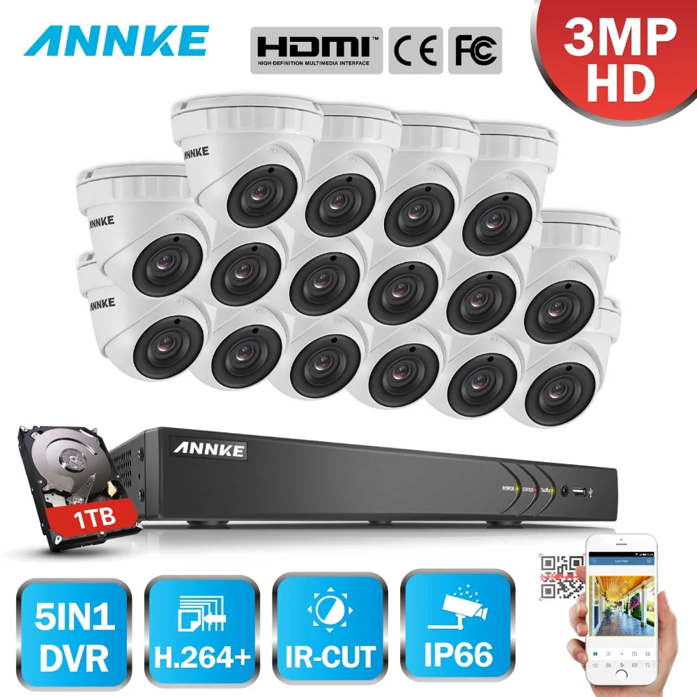 ANNKE 16CH 3MP HD CCTV система 5в1 DVR 16 шт. 3мп TVI безопасности купол Водонепроницаемая камера