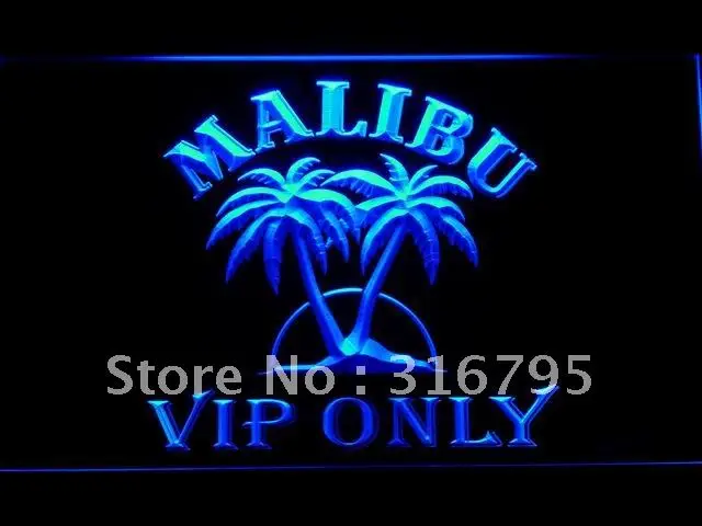 

495 VIP Only Malibu Beer Bar LED Neon Light Signs with On/Off Switch 20+ Colors 5 Sizes to choose