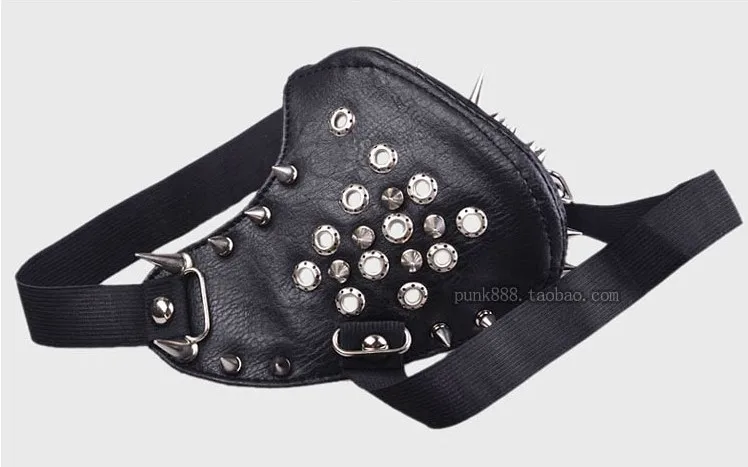 Мотоциклетная маска с полулицевыми шипами в стиле панк серебристые