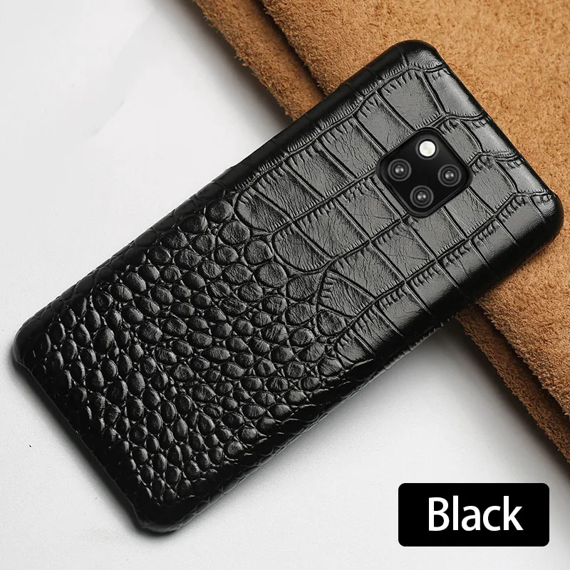 Черный Чехол из воловьей кожи для телефона huawei mate 20 9 10 Pro P8 P9 P10 P20 Lite с текстурой крокодила для Honor 8X Max 10 7X P Smart capa - Цвет: Черный