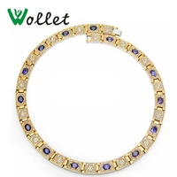 wollet jewelry pure titanium statement necklace for women magnetic purple gold red crystal cz stone magnet health care healing