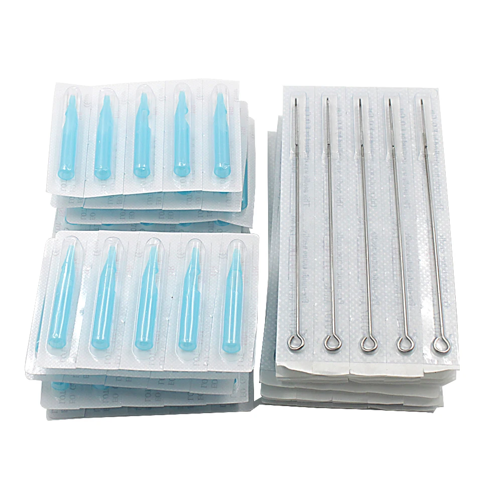 Disposable Sterile 50 pc tattoo needles 5RL and 50pc Matched Tattoo Tips 5R Needles Blue Tubes set 100 pcs/lot | Красота и здоровье